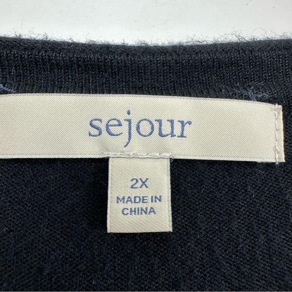 Sejour Black Button-Up Cardigan Women’s plus 2X - Picture 4 of 8